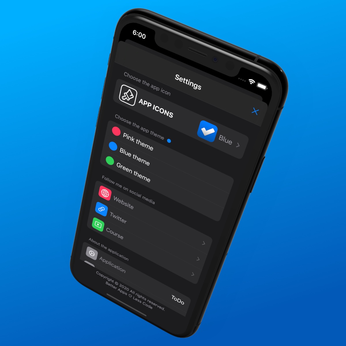 Home screen of the iOS 13 app