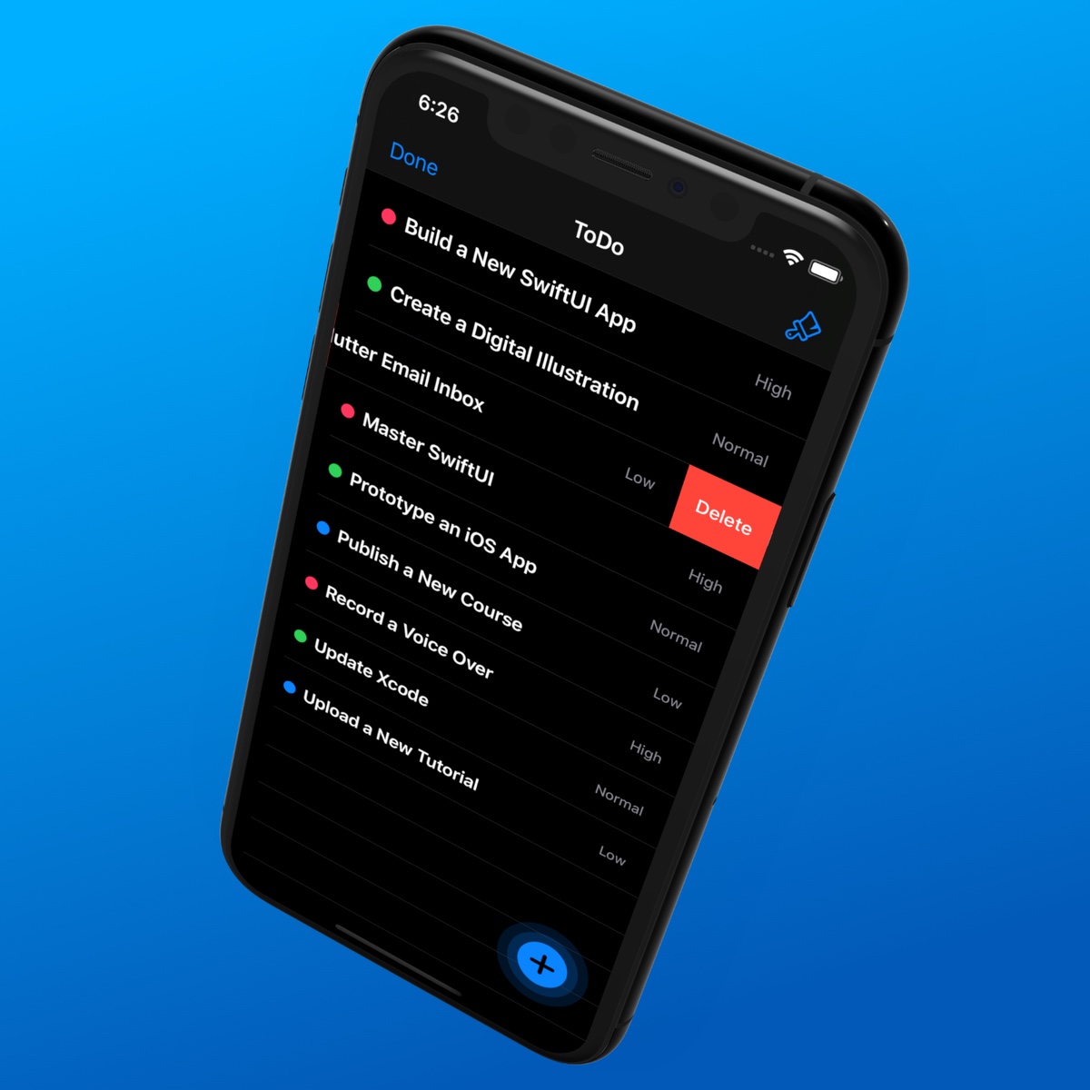 iOS 13 app settings view