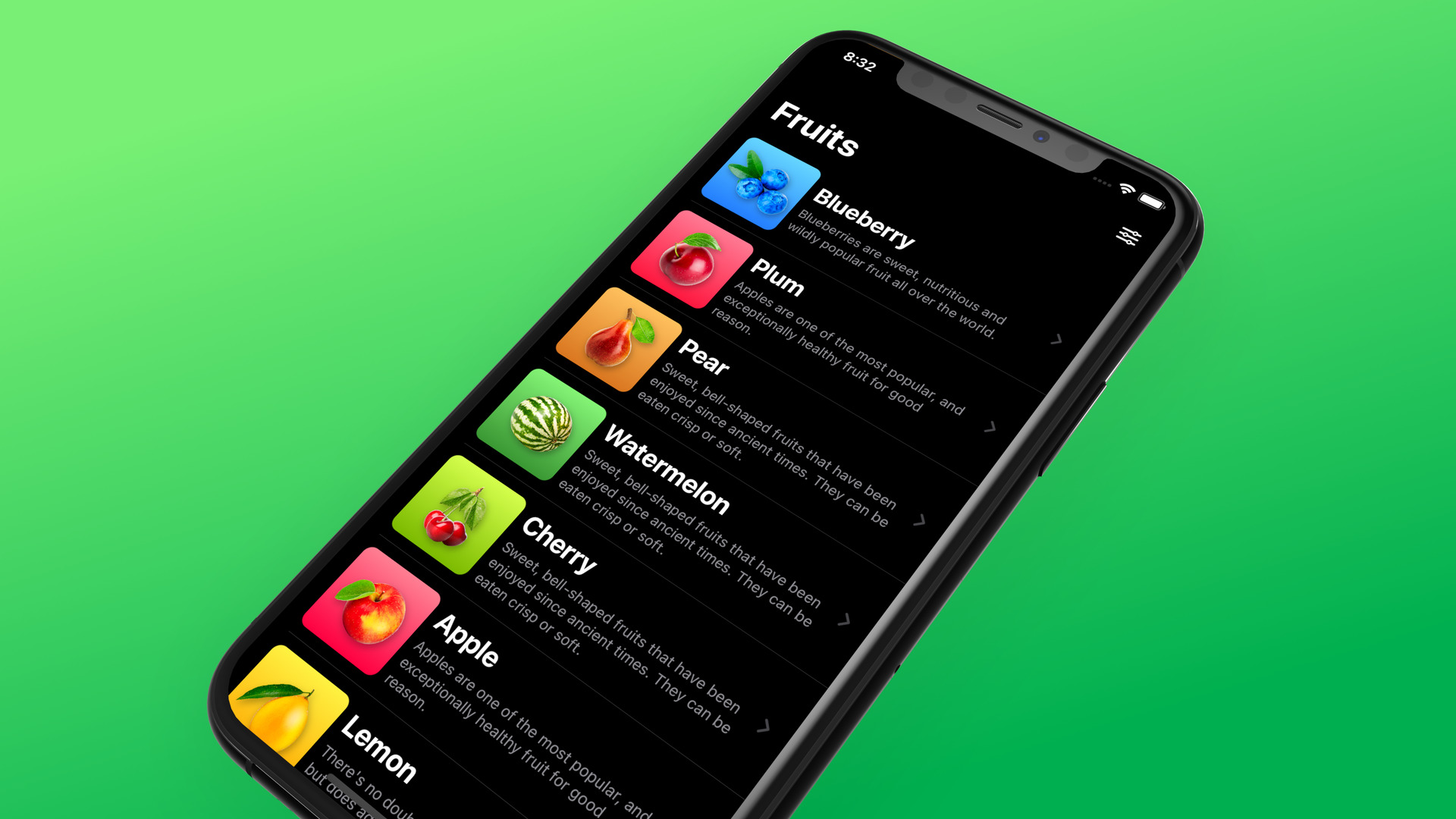 iOS 13 app settings view