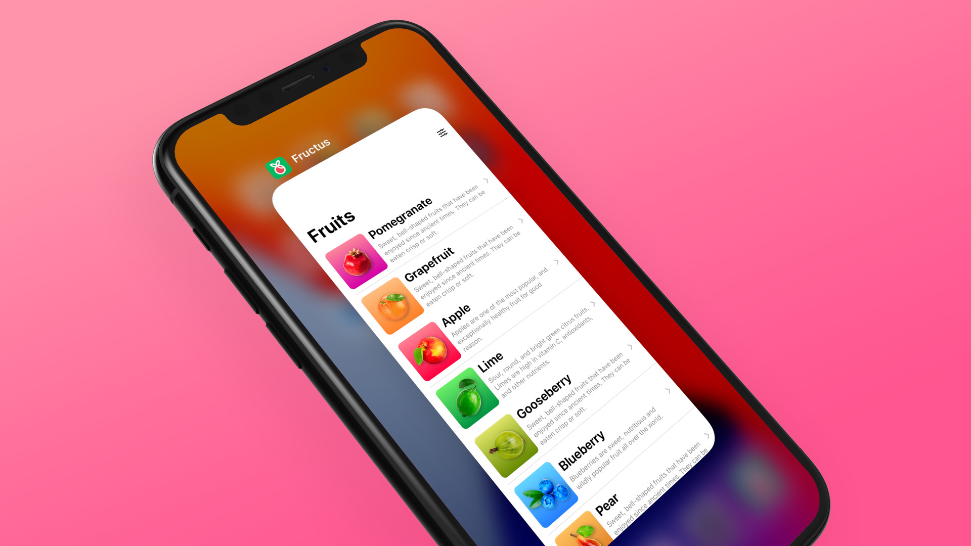 iOS 13 app settings view