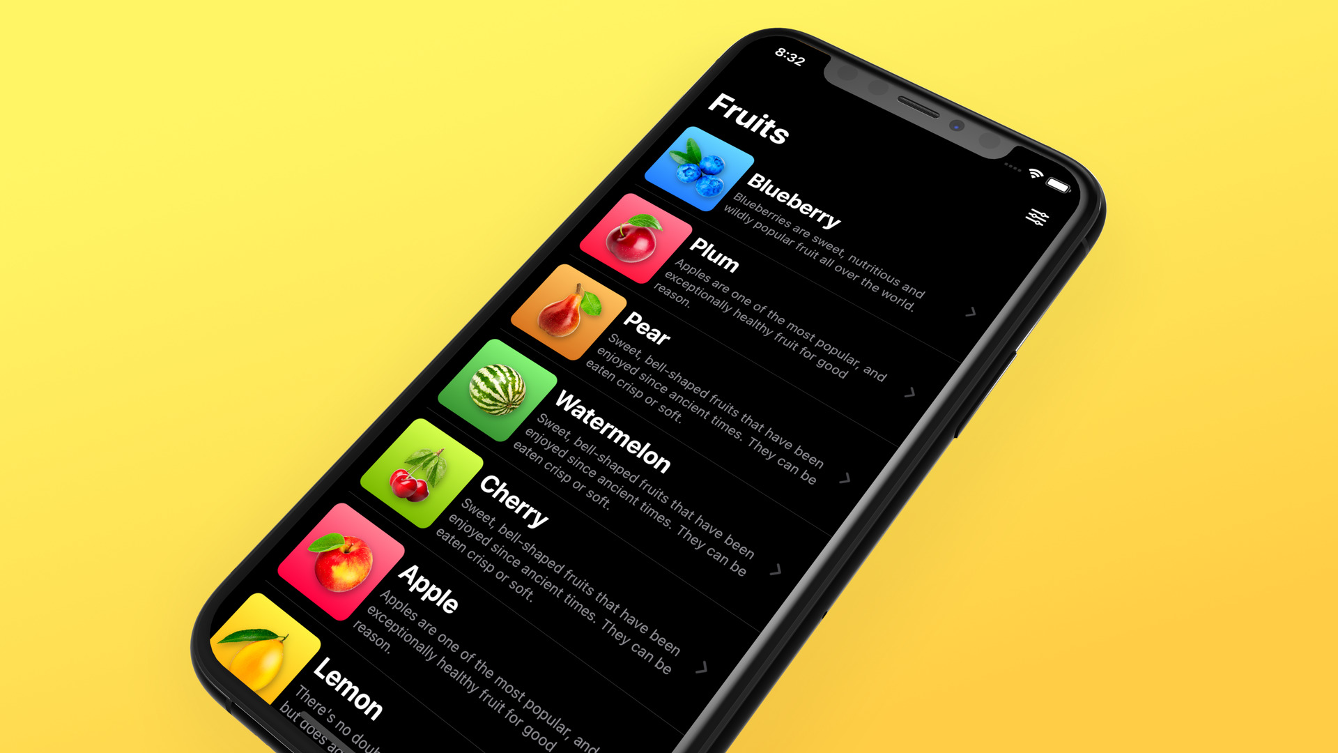 Card view in  light mode